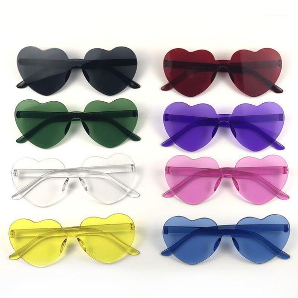

sunglasses peach heart love trend frameless color glasses arrival1, Blue