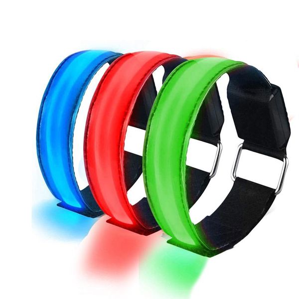 

night sports run light reflective safety flashing belt arm strap cycling running led armband outdoor bracelet wrist support, Black;red