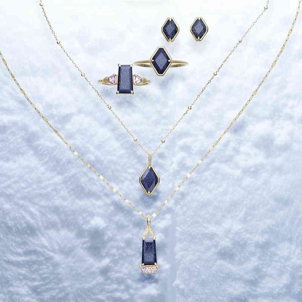 Età stessa orecchino collana tranquilla foresta palazzo elegante diamante viola anello in pietra 925 argento