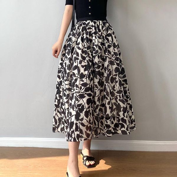 

skirts f2021 ink digital printing skirt 2021 summer black fashion women's