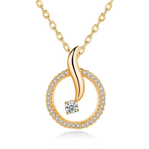 

pendant necklaces creative simple round tail necklace charming women's gold crystal zircon clavicle chain fashion party jewelry girl gi, Silver
