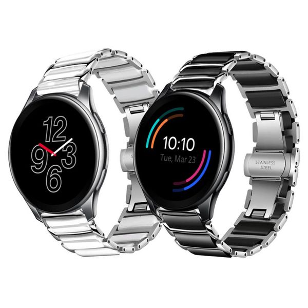 

watch bands for one plus bracelet replacement watchbands accessories stainless steel & ceramic strap oneplus, Black;brown