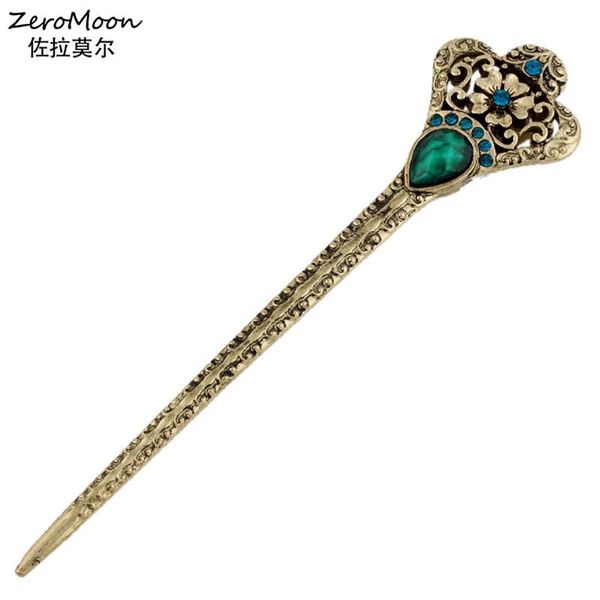 

hair clips & barrettes ancient flower teardrop crystal rhinestone costume sticks hairpin head jewelry all-match retro women's forks, Golden;silver