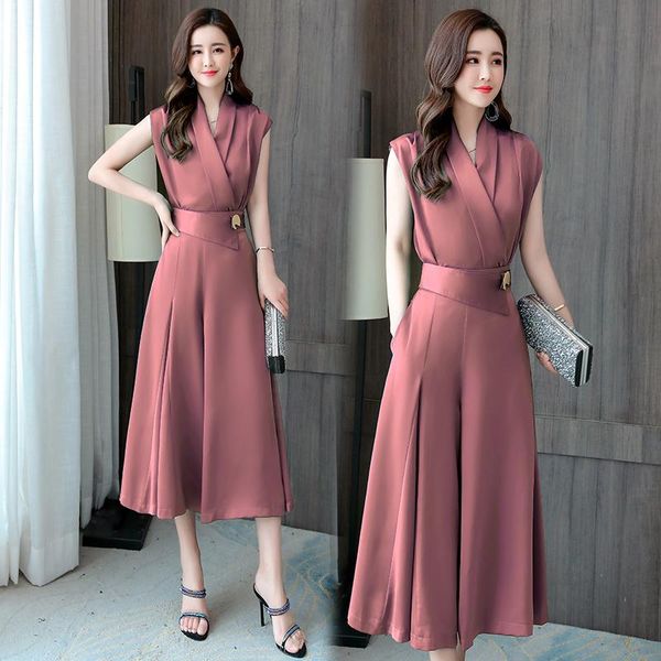 

women's tracksuits office lady women two piece set &wide leg pants elegant ensemble femme survetement summer costumes for, Gray