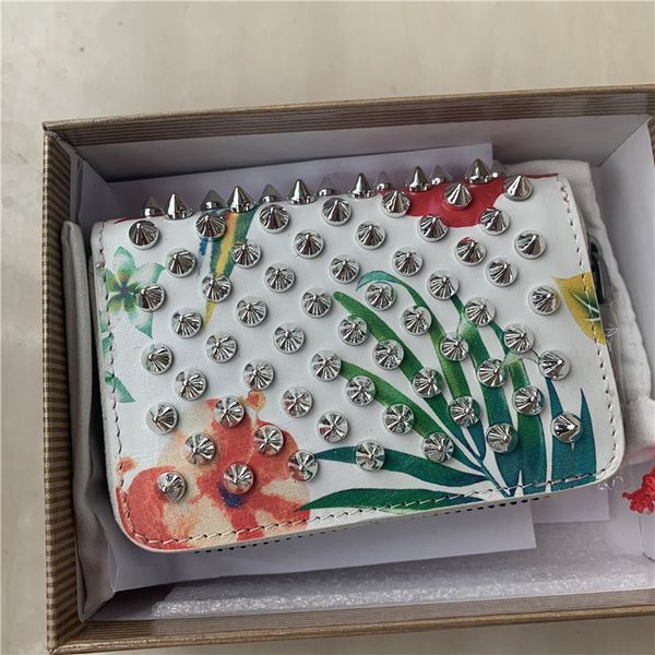 

fashion cowhide men and women wallets high-quality classic daily zipper short rivet red edge wallet trend joker leisure credit card holder