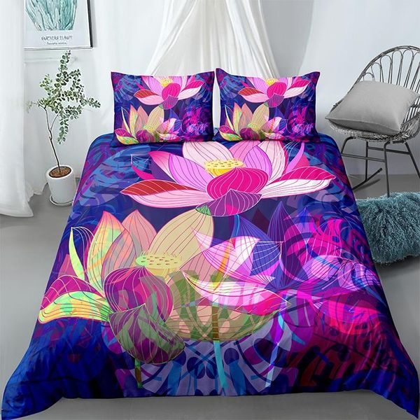 

fantasy lotus flower 3d print comforter bedding set duvet covers pillowcases home textile luxury  king size kids gift sets