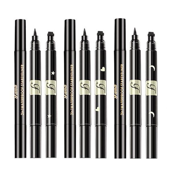 

double-headed eyeliner black stamp moon star heart pattern liquid waterproof tslm1
