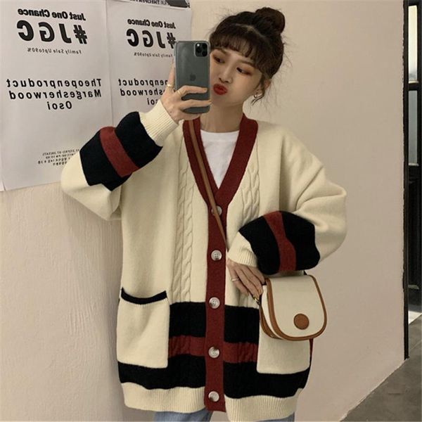 

women's sweaters cmaz 2021 autumn winte sweater women knitted pullover korean style cardigan soft warm pull thick outwear, White;black