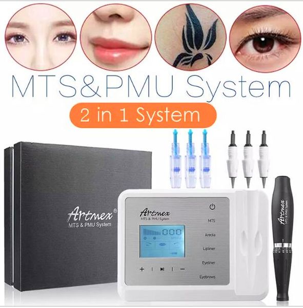 Macchina per tatuaggio permanente per trucco permanente con penna rotativa per sopracciglia digitale intelligente Penne per microblading Microneedling Sistema Artmex V9 MTS PMU con ago per tatuaggio