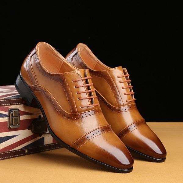 

414243 size brogue british style carved business formal wear korean style personalized leather shoes mens fashion pointed leather shoes, Black
