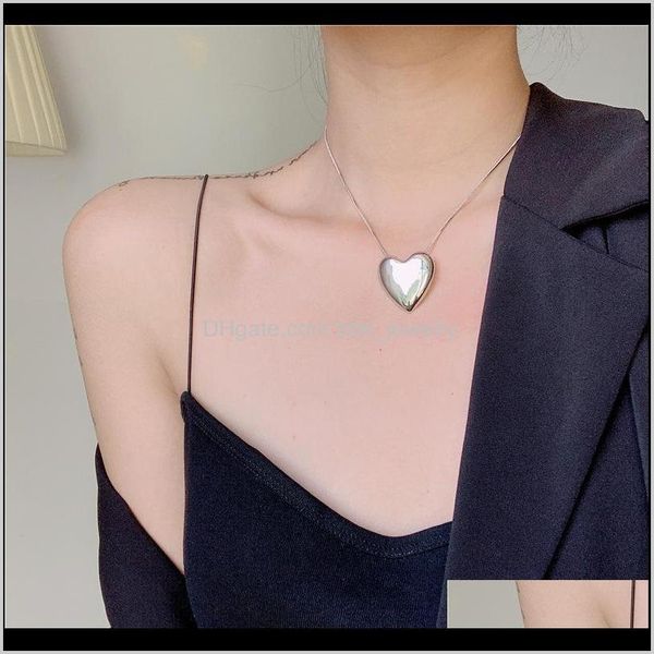 

& pendants jewelryfashion metal big love heart pendant necklace design trendy cool clavicle for female party gift necklaces drop delivery 20, Silver
