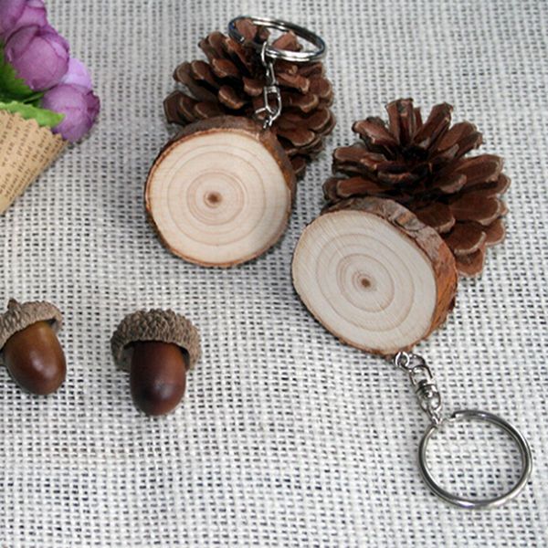 

New Retro Vintage Unisex Wood Keychains Diy Car Key Rings Bag Charms