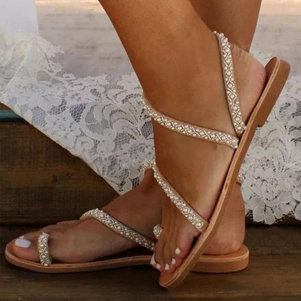 

women big size crystal sandals shoes rhinestones beach flat bottom ladies slip on, Black