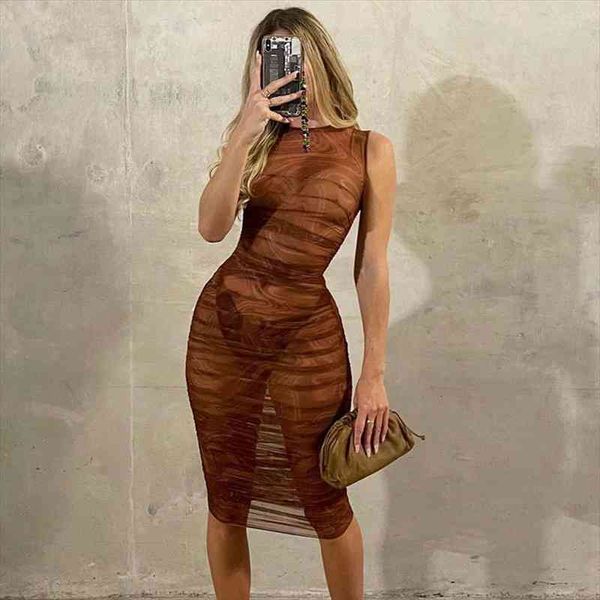 

adogirl summer mesh tie dye print brown dress elegant bodycon evening night party club dresses fashion streetwear y2k sundress, Black;gray