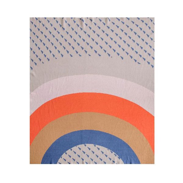 

blankets papa&mima rainbow stripes waves geometric knitted summer quilted thread blanket throws cotton nap air-conditional bedspread