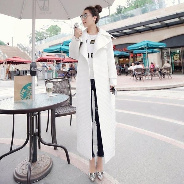 

women's wool & blends white windbreaker women's long knee 2021 british style loose fashion super coat temperament foreign, Black