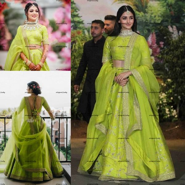 

vestido 2 en 1 green indian saree wedding dresses sparkly appliques beaded arabic dubai bridal gowns robe de soirÃ©e de mariage, White