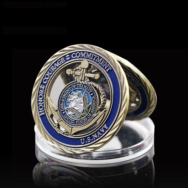 

20pcs non magnetic copper plated craft us navy military memorial of courage commitment bronze plated collection coin
