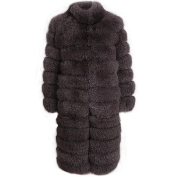 

women's fur & faux natural long women real coat, Black