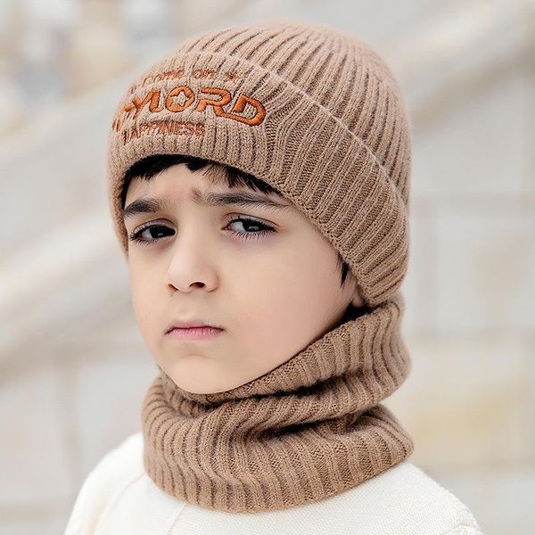 

beanies fall and winter children cold insulation boys girls knitted hats ear protection fashion korean wool hat collar