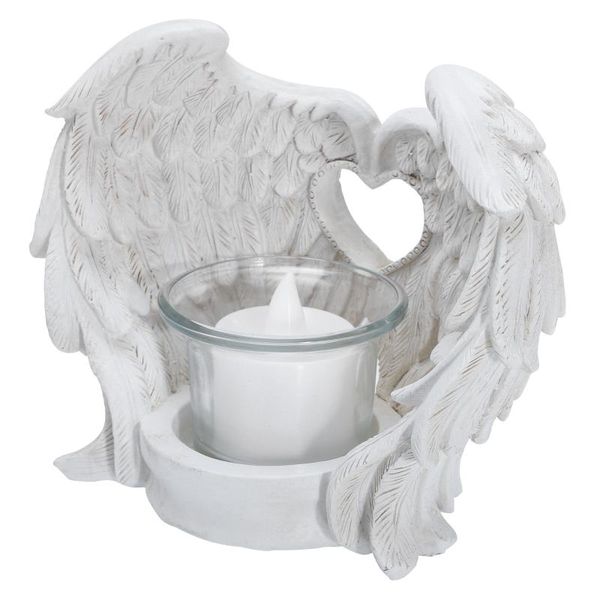 

candle holders 1 set resin angel wing statue candlestick flameless adornment
