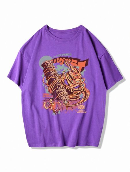 

romwe x ilustrata letter figure graphic tee c9gg#, White;black
