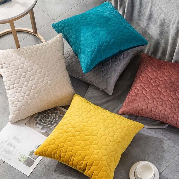

cushion/decorative pillow soft velvet cushion cover decorative pillows throw case geometric plaid luxury home decor living room sofa seat co