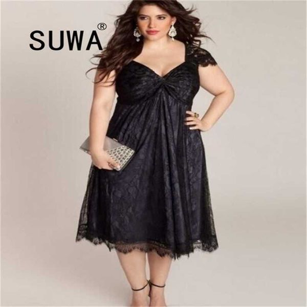 Tudo preto vermelho estilo francês elegante vintage vintage vestidos casuais para mulheres noite festa work wholesale plus size roupas 210525