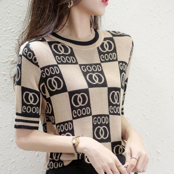 

women's sweaters 2021 ladies sweater early autumn korean version loose large size niche design short-sleeved round neck, White;black