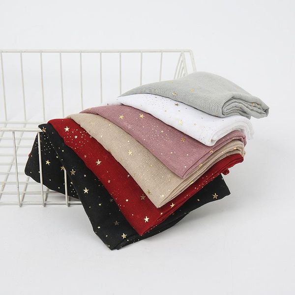 

scarves 2021 flat bronzing star cotton and linen scarf air conditioning shawl long four seasons pashmina decorate outdoor, Blue;gray