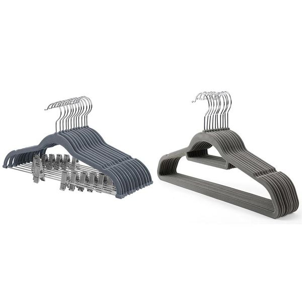 

hangers & racks pack of 12 flocking trouser with bar and clips 20 non-slip velvet