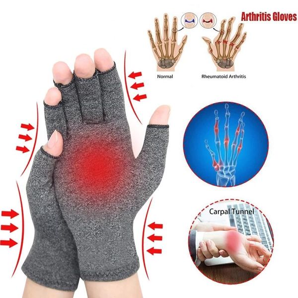

cycling gloves 1 pair compression arthritis wrist support cotton joint pain relief hand brace women men wristband anti therapy, Black