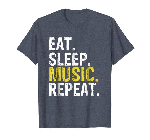 

eat sleep music repeat gift musician t-shirt, White;black