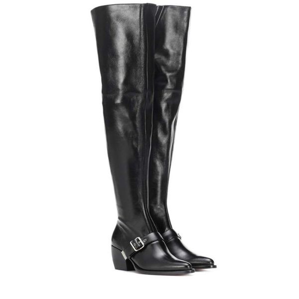 

boots european and american fashion women's pointed wedges over the knee thigh catwalk, Black