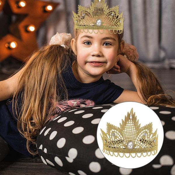 

party hats baby kids birthday fabric crown with rhinestone headband headpiece