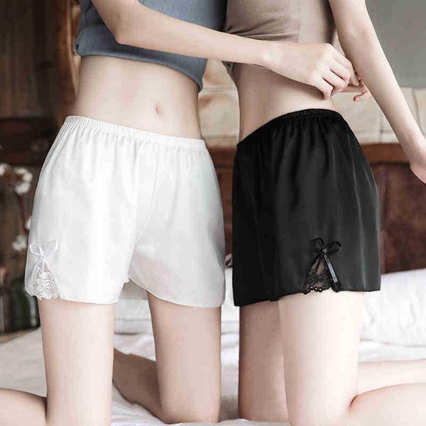 

women's panties summer flat-bottom safety pants light-resistant lace bow shorts can wear large size underweartrendy leggings, Black;pink
