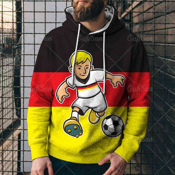 

men's ger football 3d digital printed hooded sweaters zkun, Black