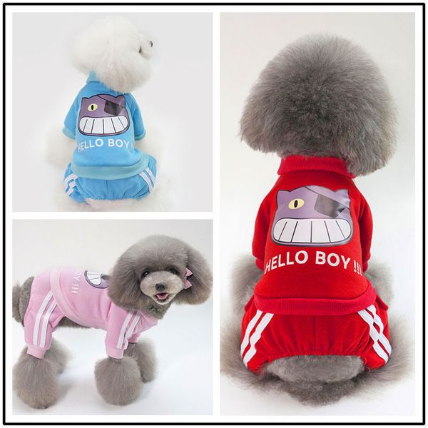 

pet spring and autumn cloth dog cotton teddy small cat hello four legged warm sweater
