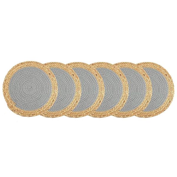 

mats & pads cotton pot handmade woven of coasters non-slip heat insulation round placemats set 6,