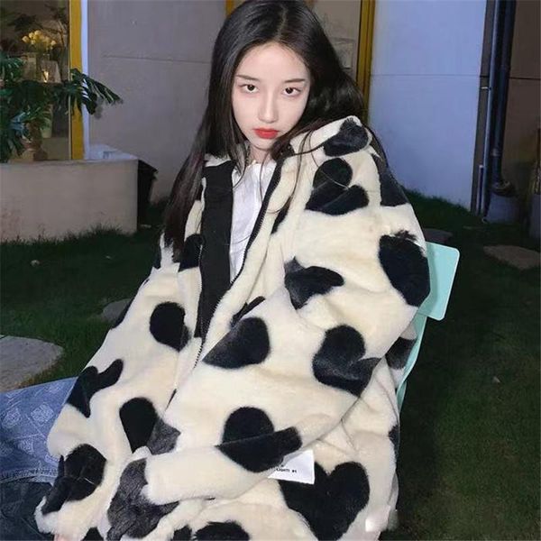 

women's fur & faux fake coats women winter fashion coat elegant thick warm outerwear plus size female jacket, Black