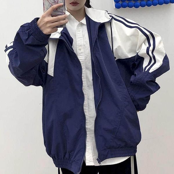 

women's jackets hooded baseball unifor spring autumn preppy style stitching jacket for female korean loose harajuku hong kong hip hop, Black;brown