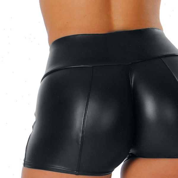 

leather shorts women short high waist bodycon push up black joggers sports fitness womens slim spodenki damskie, White;black