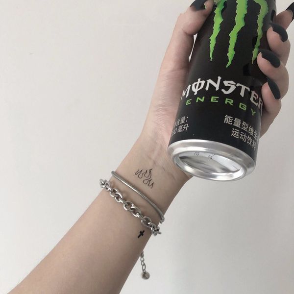

design jewelry korean version simple cold soft bracelet personalized hip hop punk street dark wind student thick chain net red bracelet, Black