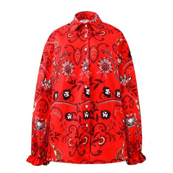 

women's blouses & shirts efinny female fashion sweet floral print plus size shirt women casual single breasted long-sleeved blouse, White