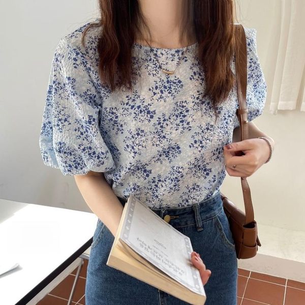 

women's blouses & shirts hzirip retro pleated women office lady loose florals vintage printed streetwear summer all match elegant, White