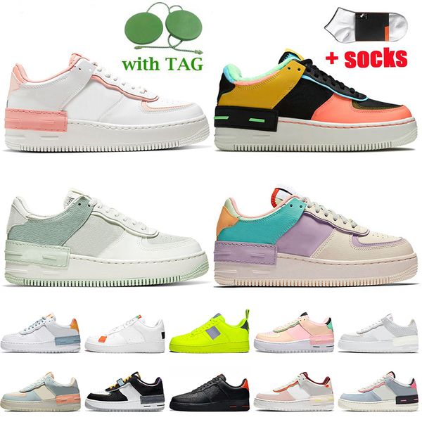 

shadow casual shoes women mens airforces 1 low one coral pink solar flare atomic pistachio frost tropical twist arctic punch trainers sports, Black