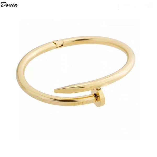 

donia jewelry party european and american fashion nail micro-inlaid zircon titanium steel men's bracelet designer titanium steel bracel, Black