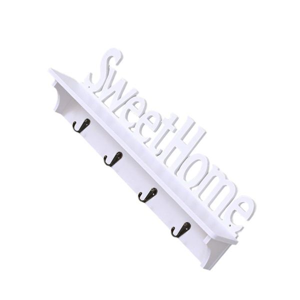 

1pc wall-mounted wall shelf with hook storage stand (white) hooks & rails