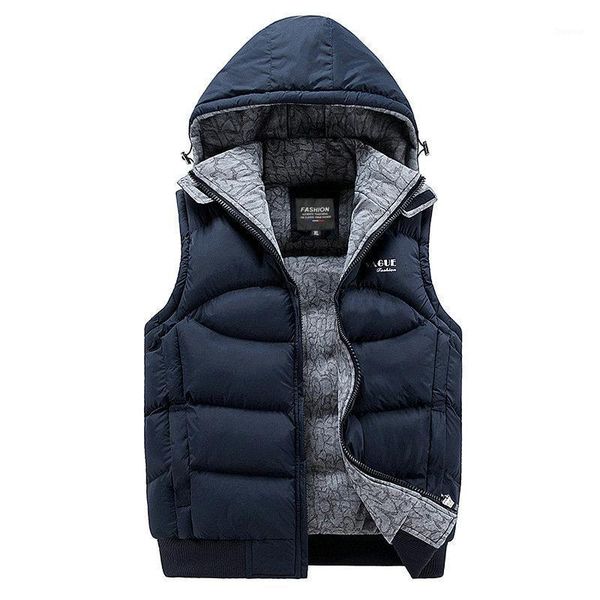 

men's vests 2021 stylish autumn winter vest for men hooded warm sleeveless (asian size), Black;white
