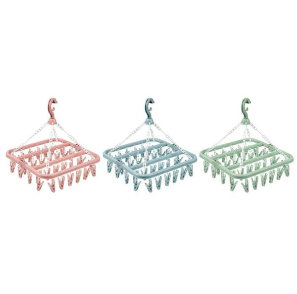 

hangers & racks 1pcs 32 peg foldable clothes drying rack, sock hanger plastic travel windproof hook diapers baby hanging